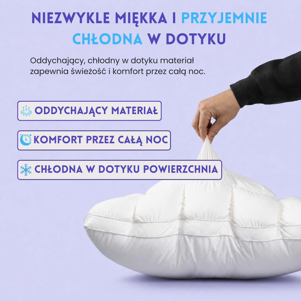 CloudPuff™ – Ultrapuszysta Poduszka Chłodząca z Technologią Ice-Silk