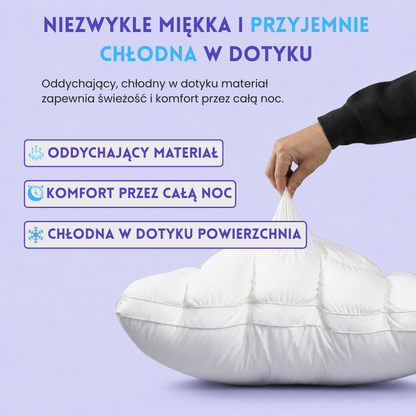 CloudPuff™ – Ultrapuszysta Poduszka Chłodząca z Technologią Ice-Silk