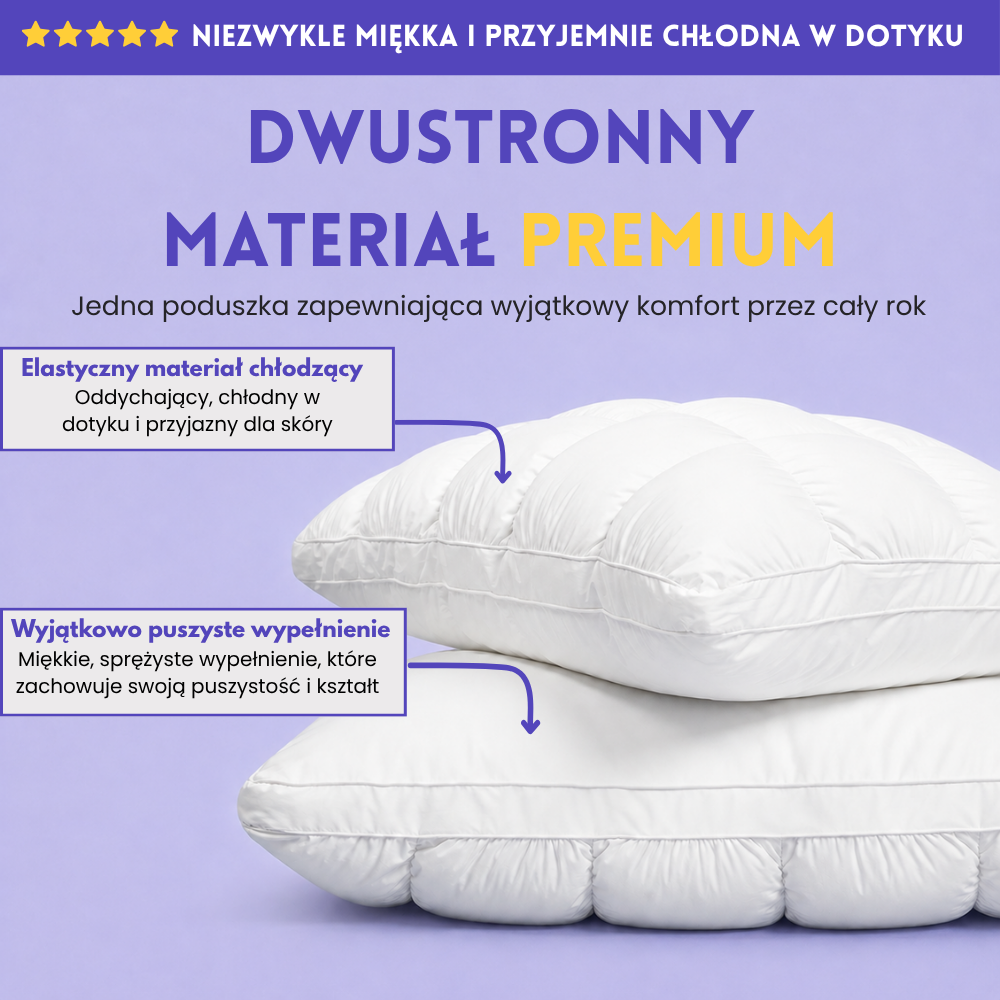 CloudPuff™ – Ultrapuszysta Poduszka Chłodząca z Technologią Ice-Silk