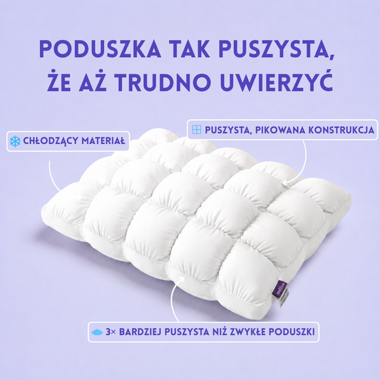 CloudPuff™ – Ultrapuszysta Poduszka Chłodząca z Technologią Ice-Silk
